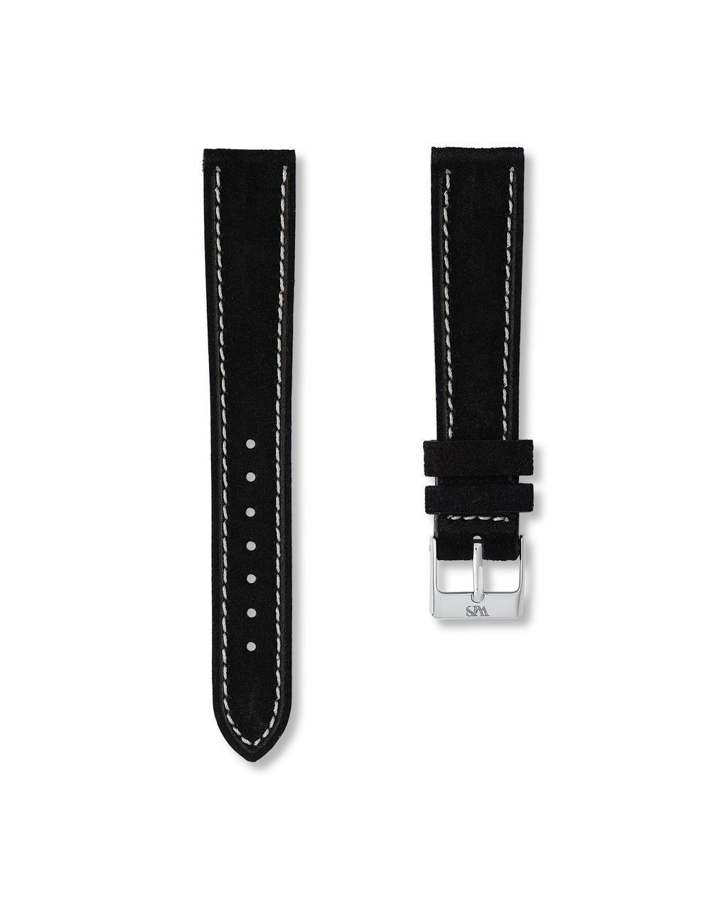 Tuxedo Black Suede Leather Watch Strap 19mm