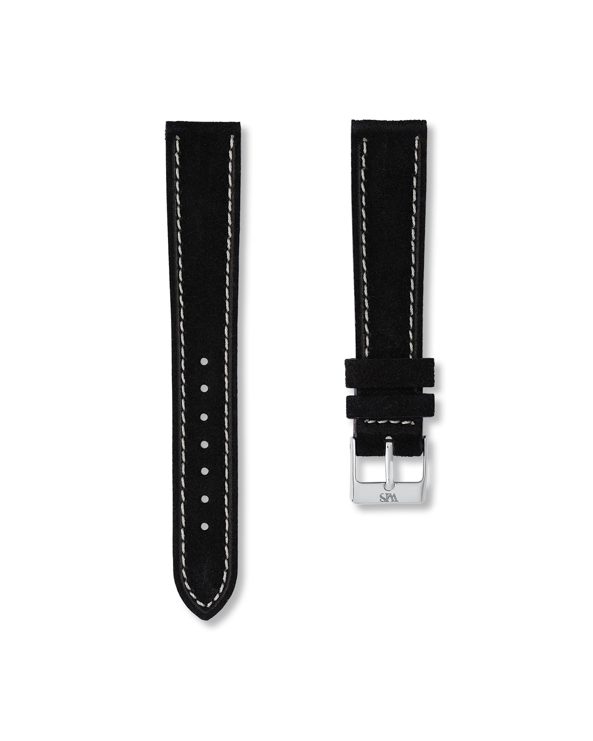 Tuxedo Black Suede Leather Watch Strap 19mm