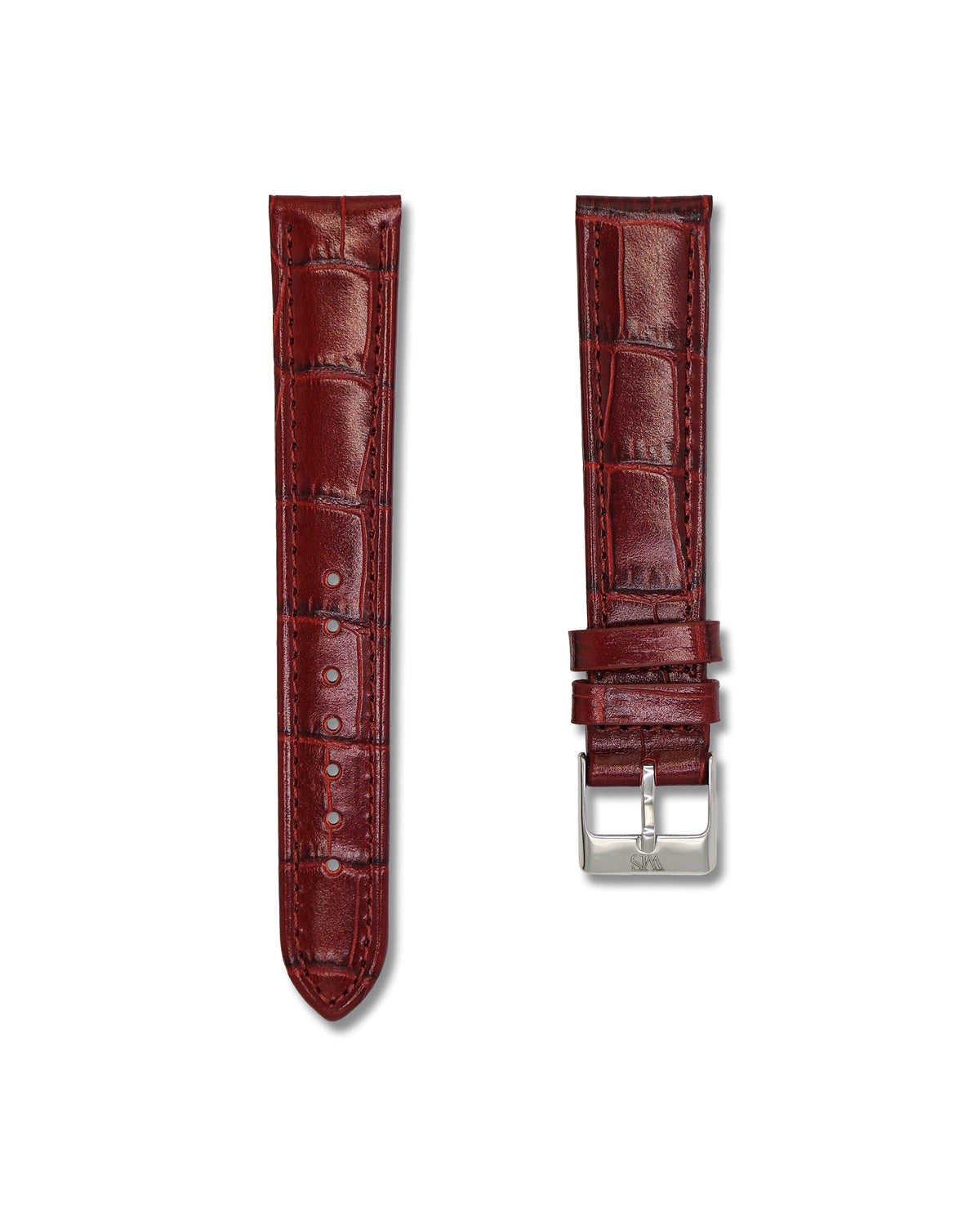 Cherry Red Alligator Leather Watch Strap 19mm