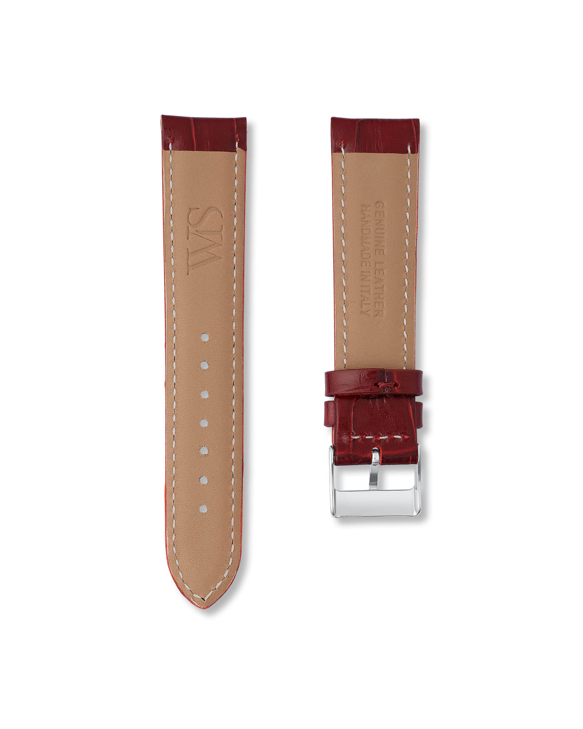 Cherry Red Alligator Leather Watch Strap 22mm