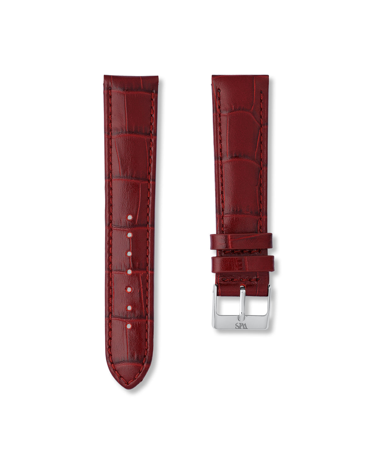 Cherry Red Alligator Leather Watch Strap 22mm