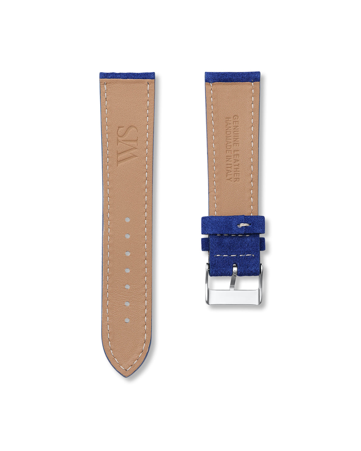 Ocean Blue Suede Leather Watch Strap 22mm