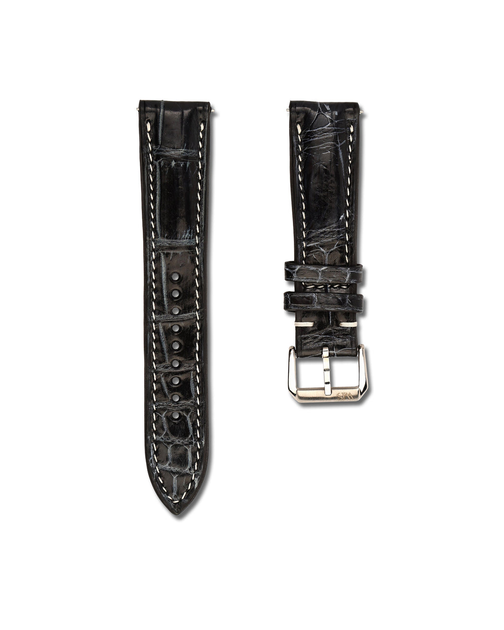 Obsidian Vein Black Alligator Leather Watch Strap 22mm