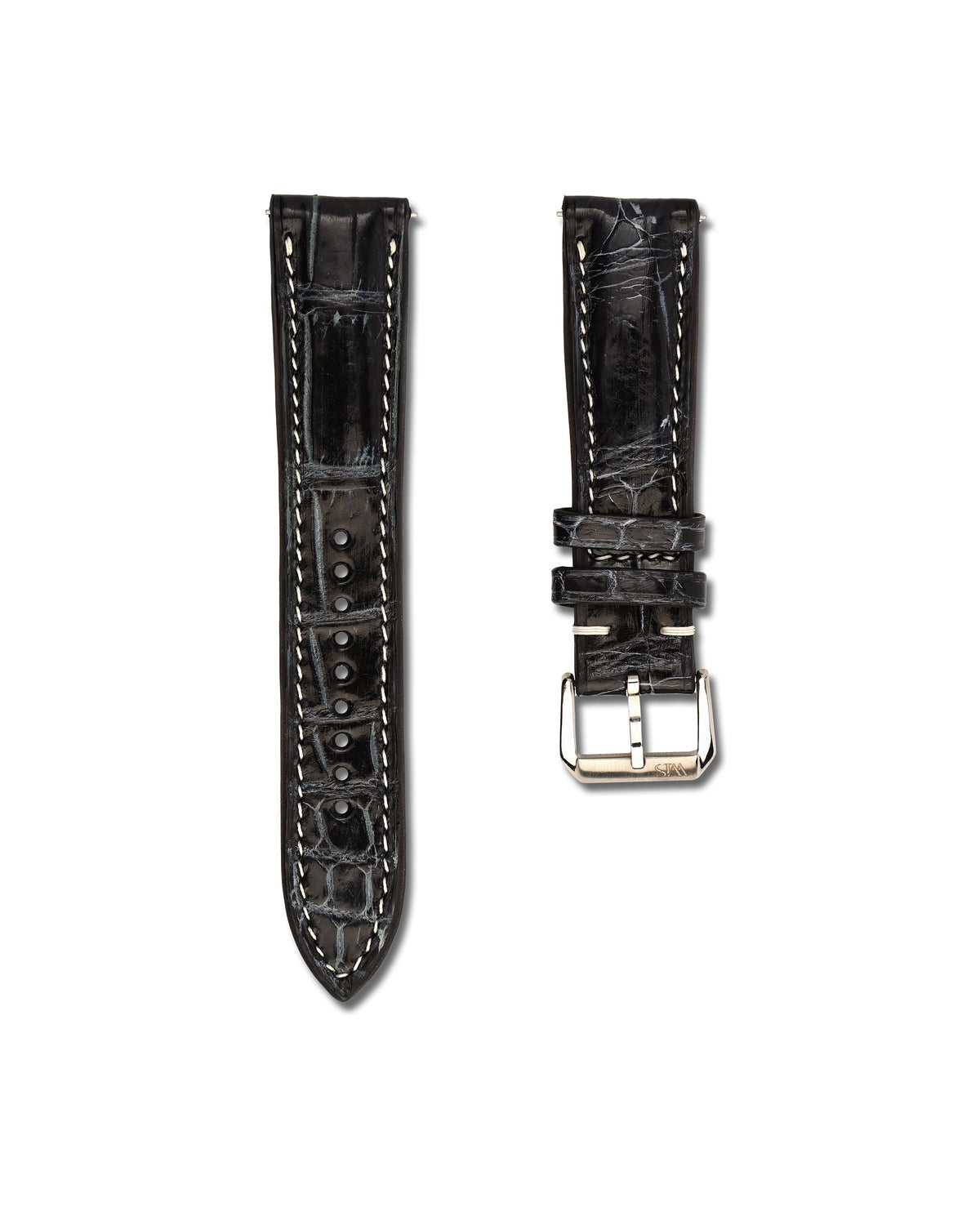 Obsidian Vein Black Alligator Leather Watch Strap 22mm