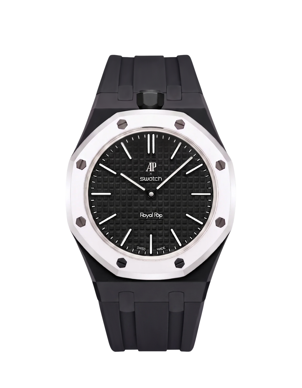 Rubber Strap & Case For AP x Swatch Royal Pop Rubber Strap - Tuxedo Black