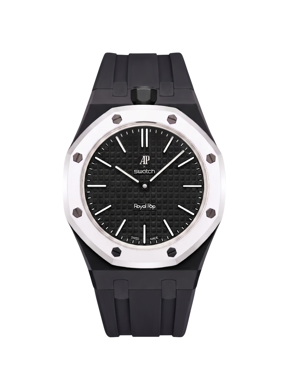 Rubber Strap & Case For AP x Swatch Royal Pop Rubber Strap - Tuxedo Black