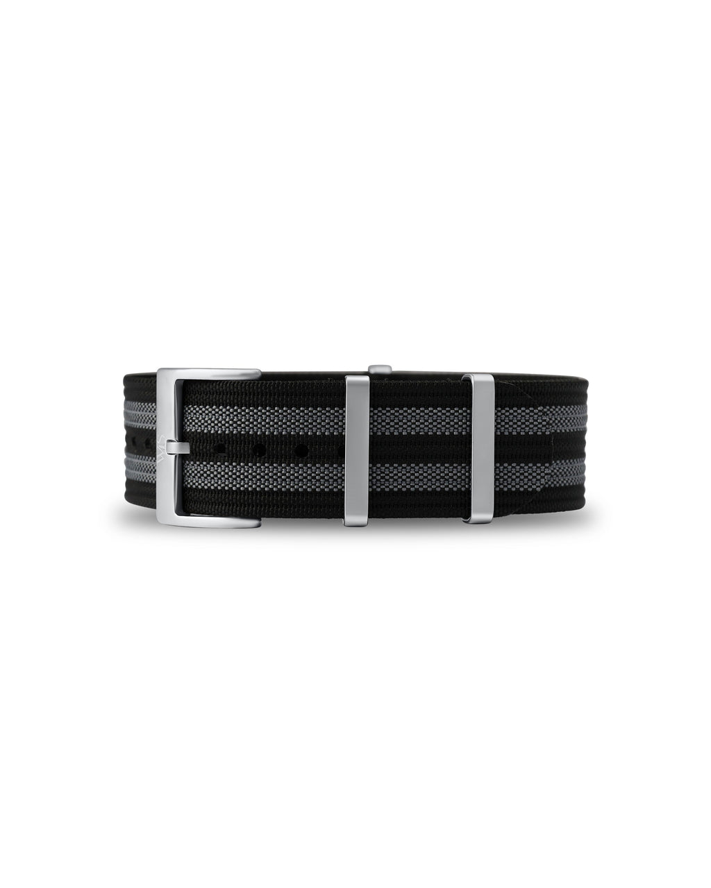 Black & Grey Striped Woven Nylon Strap 19mm