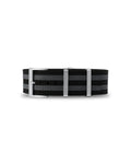 Black & Grey Striped Woven Nylon Strap 19mm