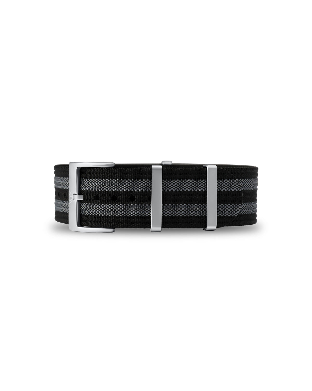 Black & Grey Striped Woven Nylon Strap 19mm