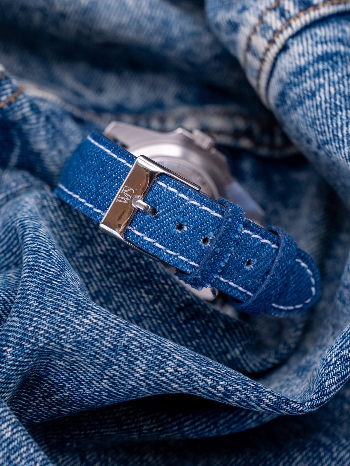 Denim Blue Jean Leather Watch Strap 24mm
