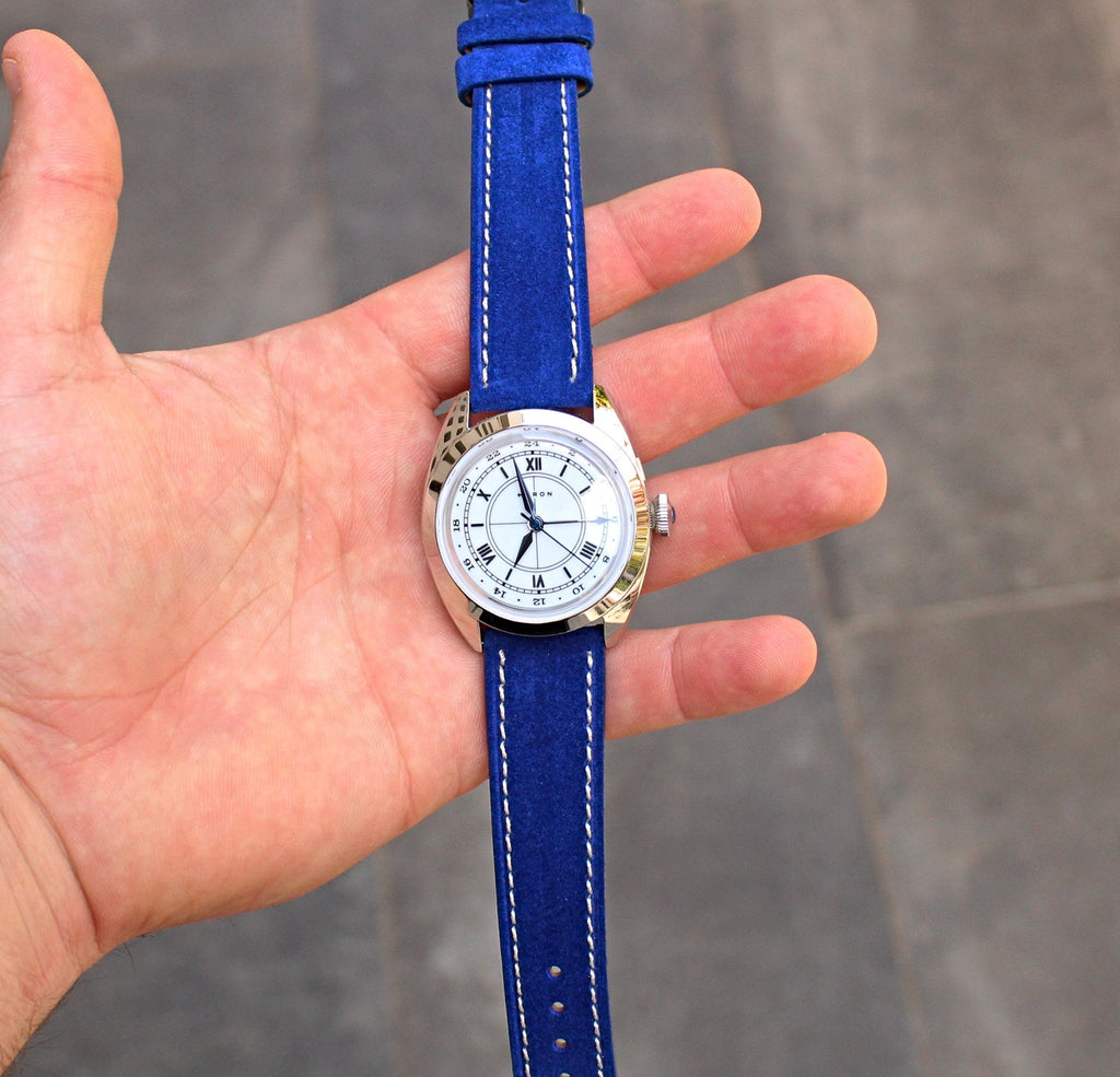 Ocean Blue Suede Leather Watch Strap 19mm