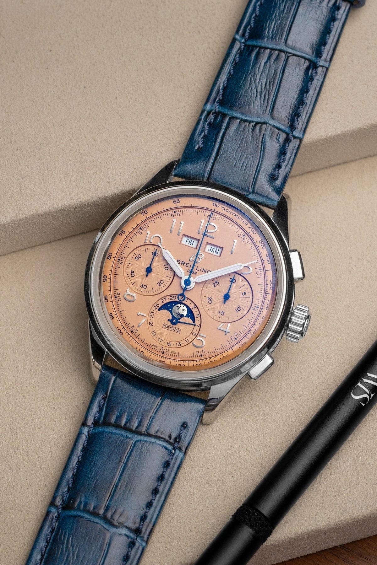 Midnight Blue Alligator Leather Watch Strap 19mm