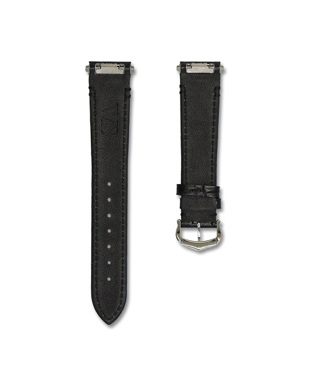 Onyx Black Crocodile Leather Watch Strap For Cartier Santos