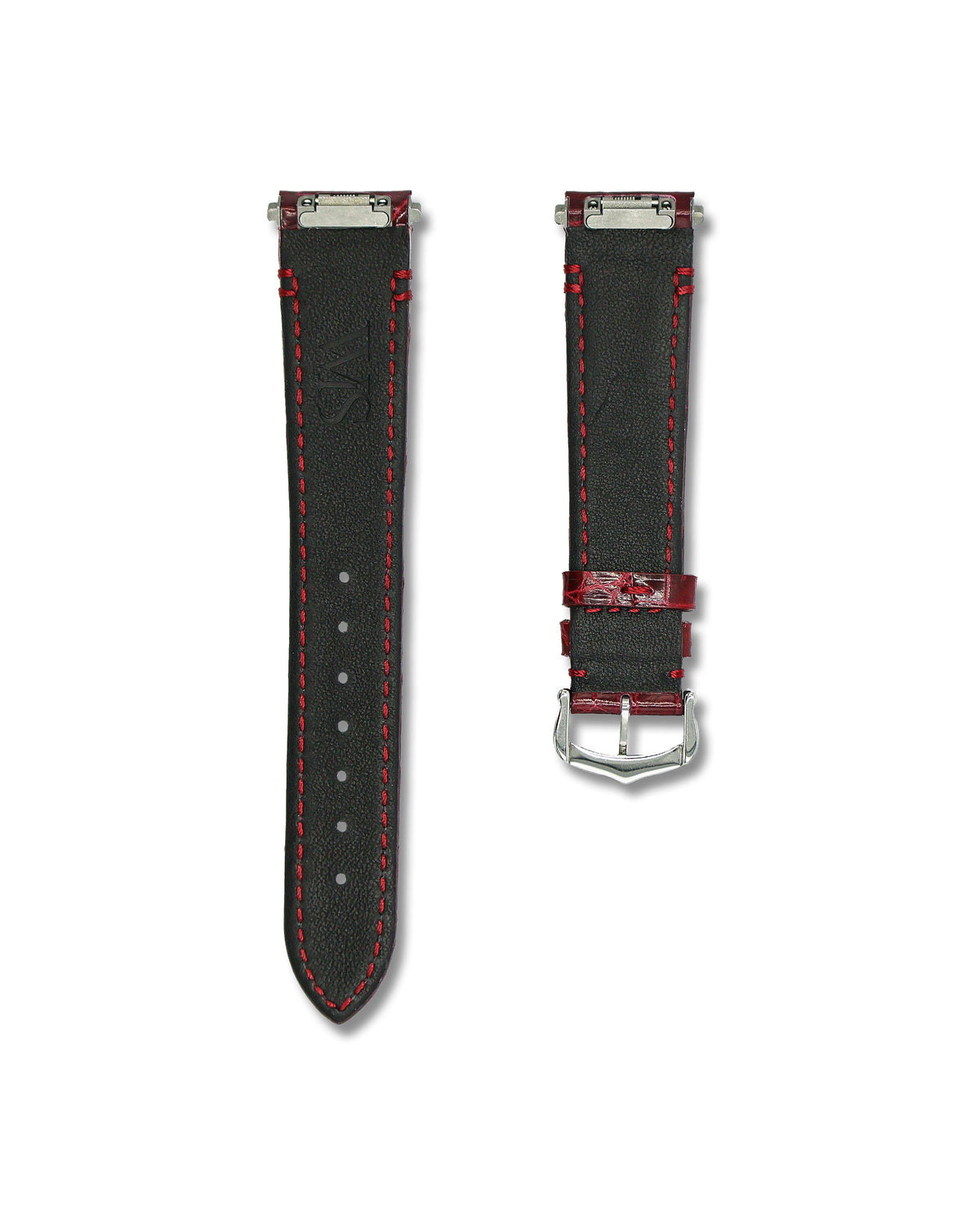 Bordeaux Red Crocodile Leather Watch Strap For Cartier Santos