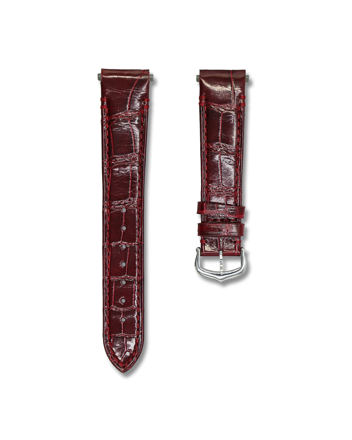 Bordeaux Red Crocodile Leather Watch Strap For Cartier Santos