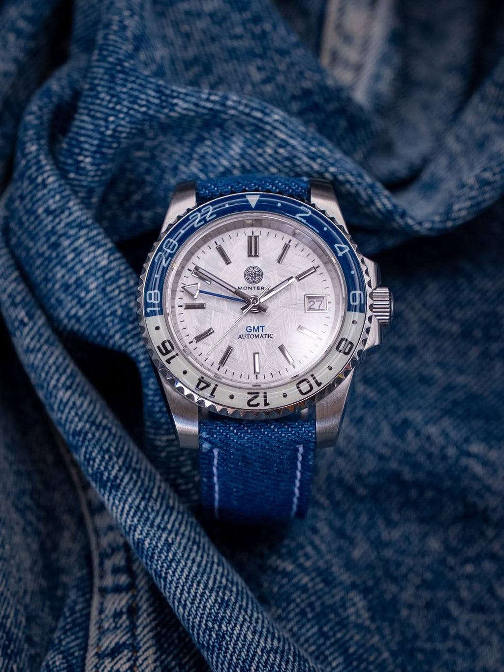 Denim Blue Jean Leather Watch Strap 24mm