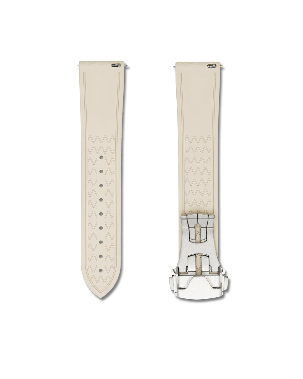 Beige Deployant Clasp Quick Release Rubber Sailcloth Strap 18mm
