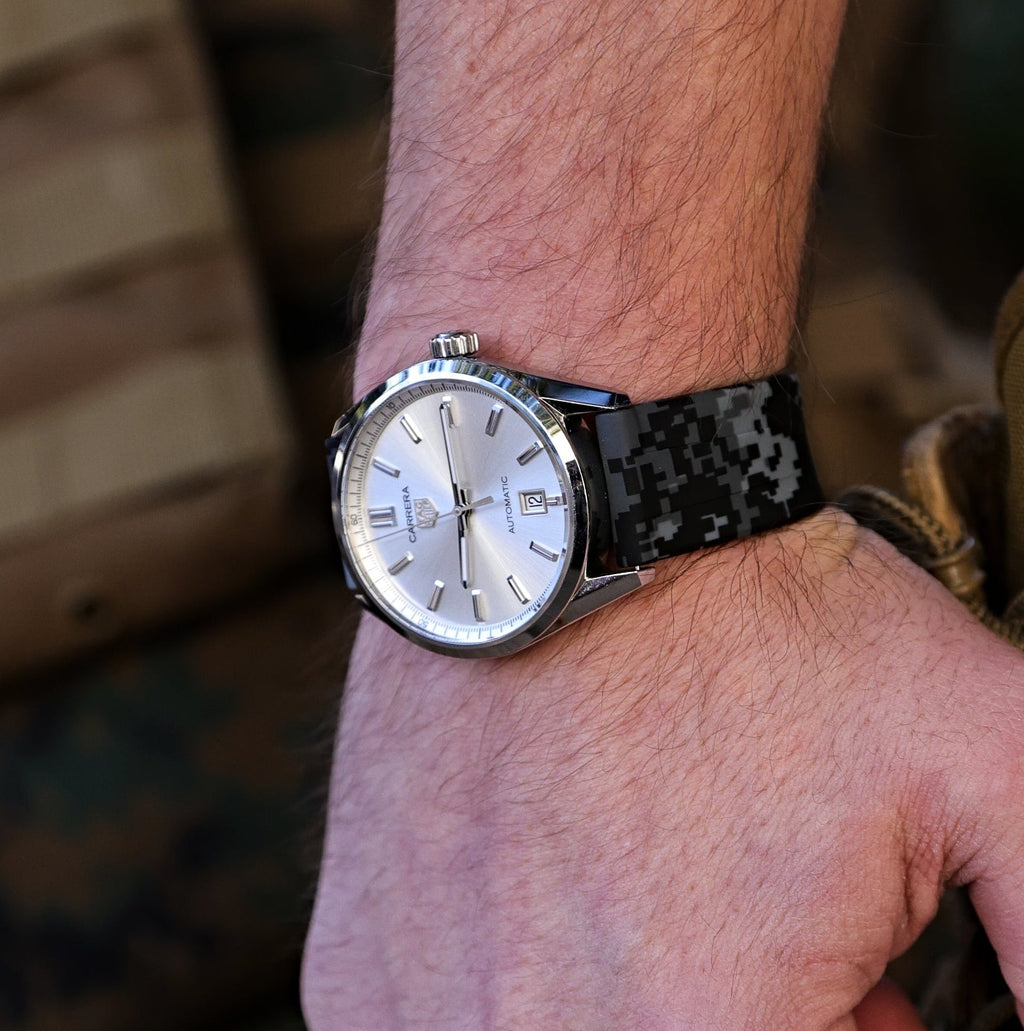 Grey Digital Camo Quick Release Rubber Strap 24mm