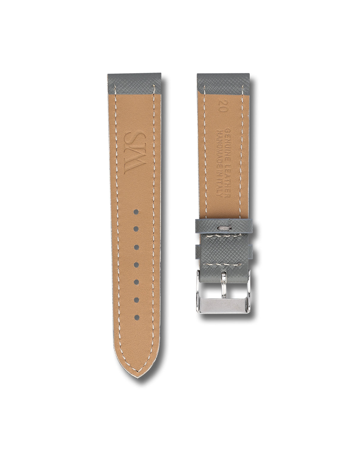 Slate Grey Saffiano Leather Watch Strap 18mm