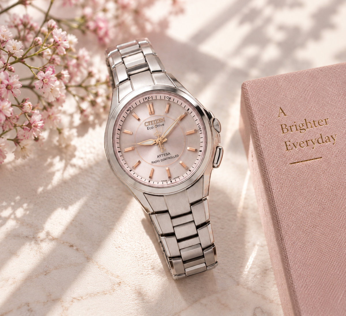 Citizen Attesa H330 Eco-Drive Pink Dial Titanium Women’s Watch