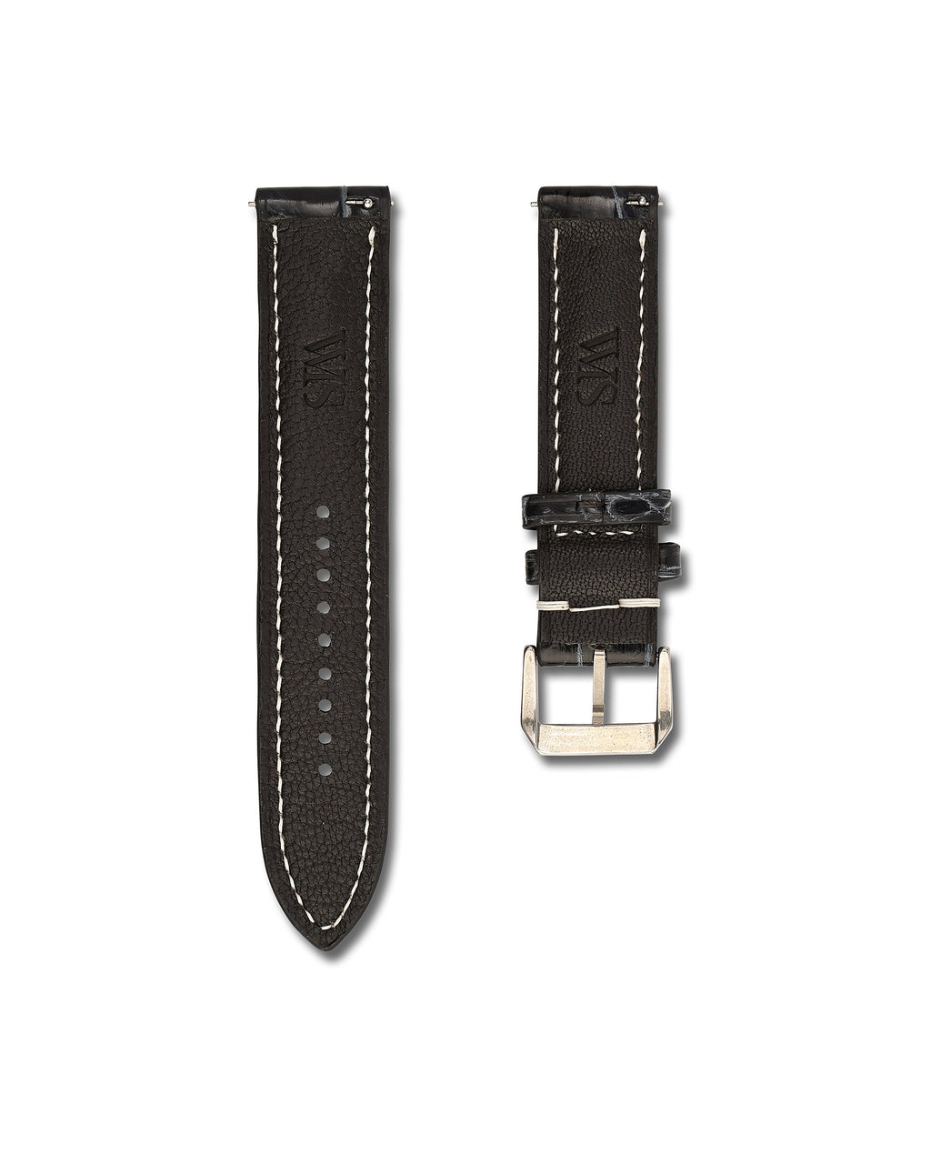 Obsidian Vein Black Alligator Leather Watch Strap 22mm