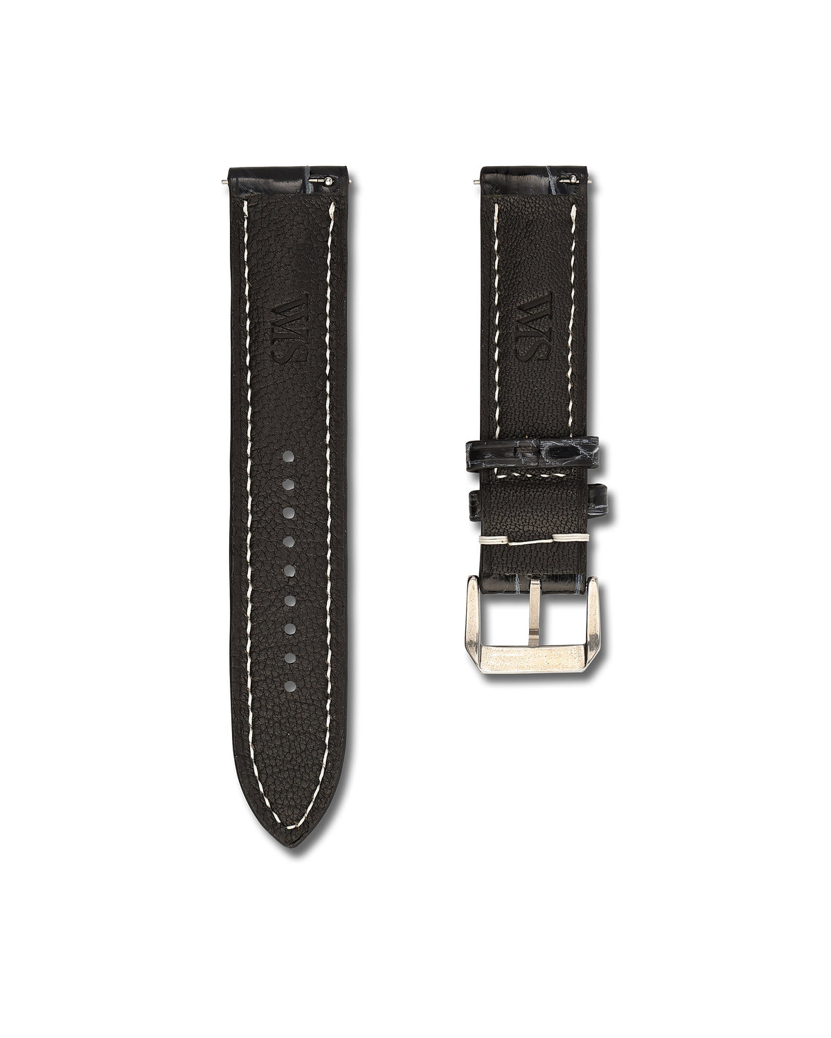 Obsidian Vein Black Alligator Leather Watch Strap 22mm