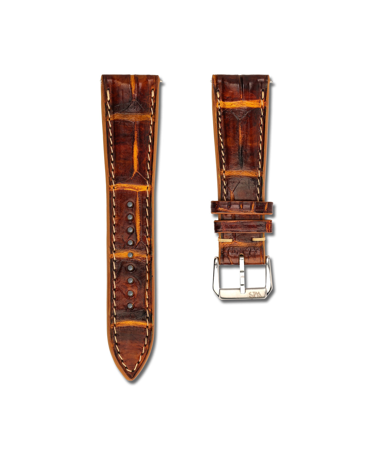 Honey Cognac Alligator Leather Watch Strap 22mm