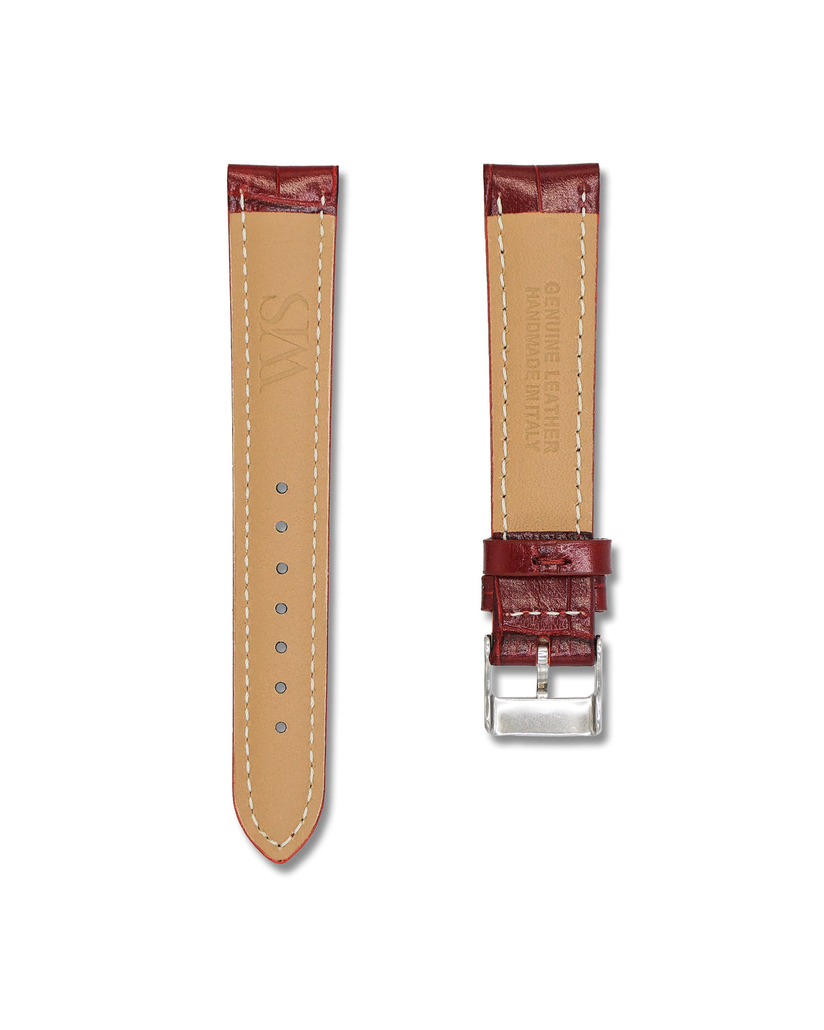 Cherry Red Alligator Leather Watch Strap 19mm