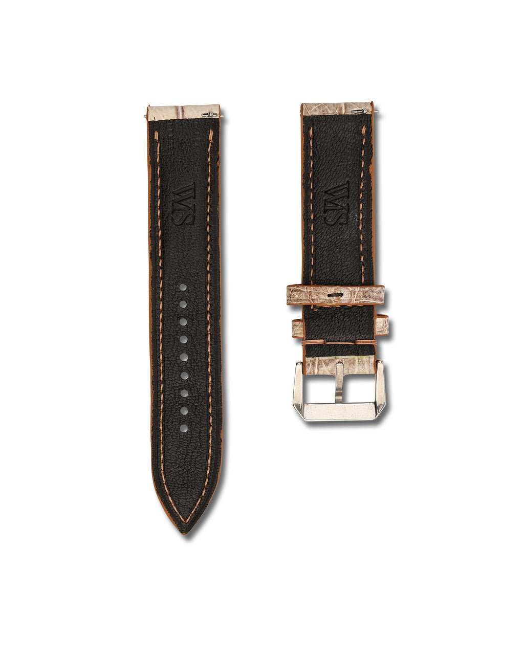 Desert Vein White Alligator Leather Watch Strap 18mm