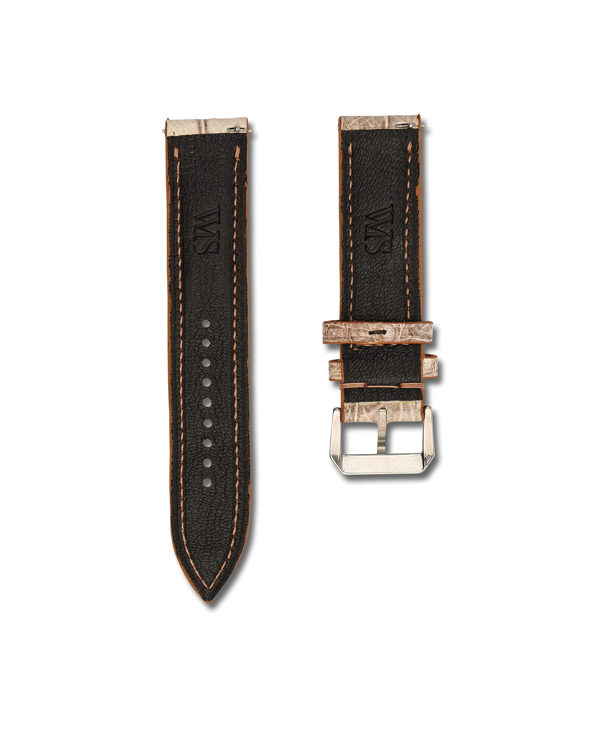 Desert Vein White Alligator Leather Watch Strap 19mm