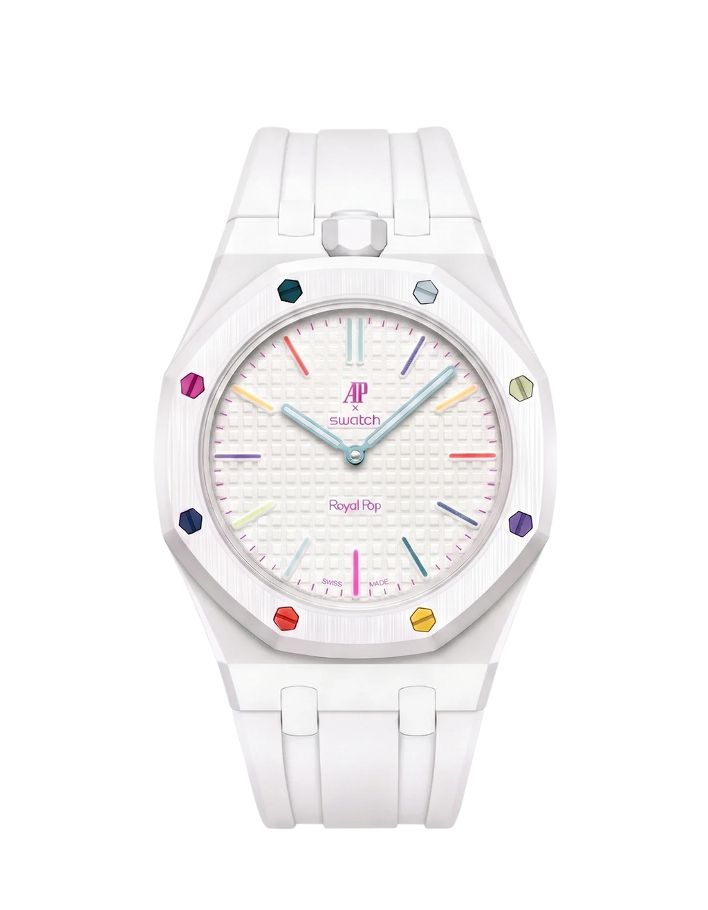 Rubber Strap & Case For AP x Swatch Royal Pop Rubber Strap - Polar White
