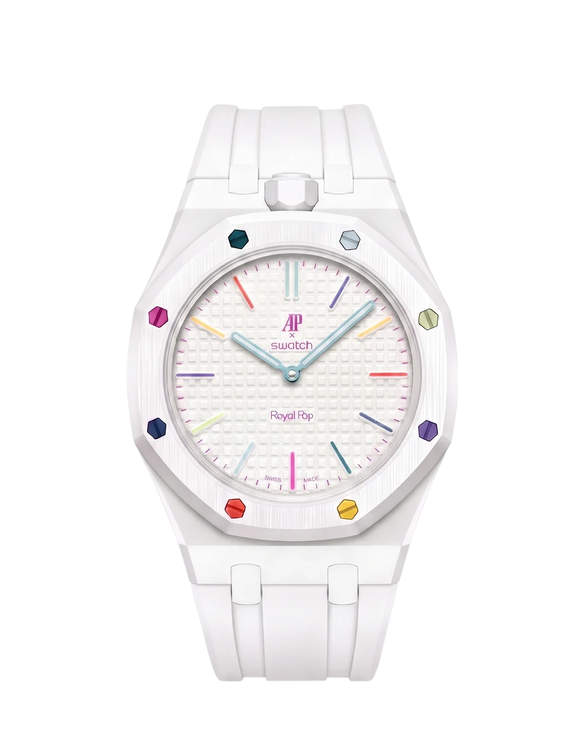 Rubber Strap & Case For AP x Swatch Royal Pop Rubber Strap - Polar White