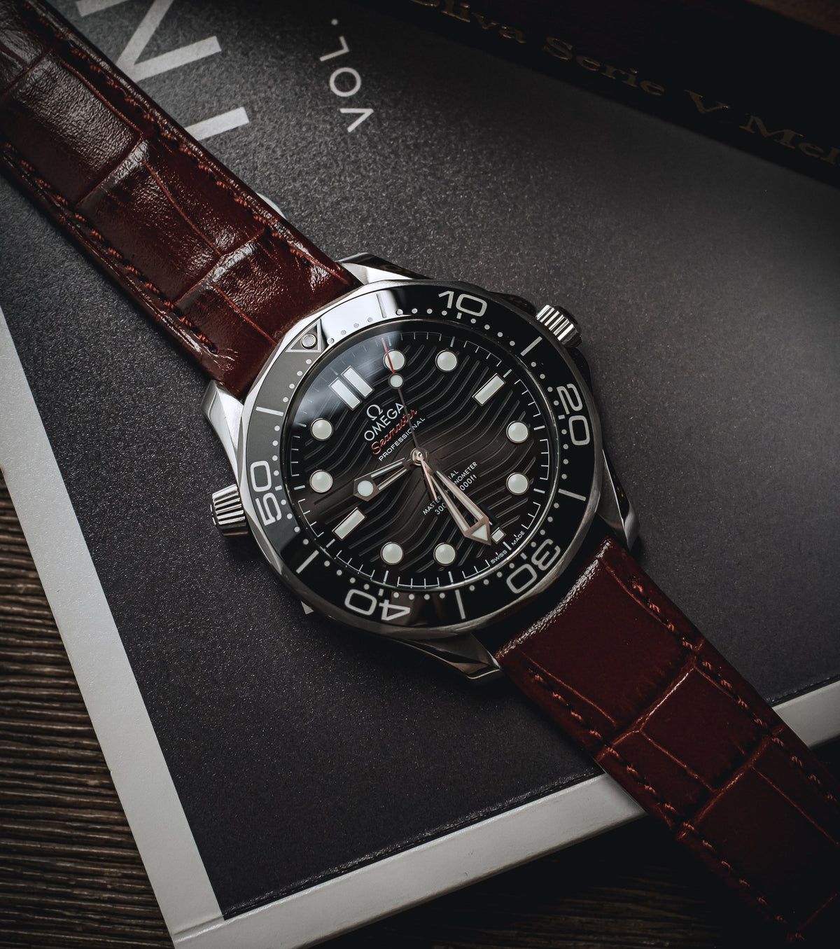 Cherry Red Alligator Leather Watch Strap 22mm