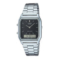 Casio MenÕs Silver Analog Digital Watch Black Dial Steel Bracelet - AQ-230A-1D