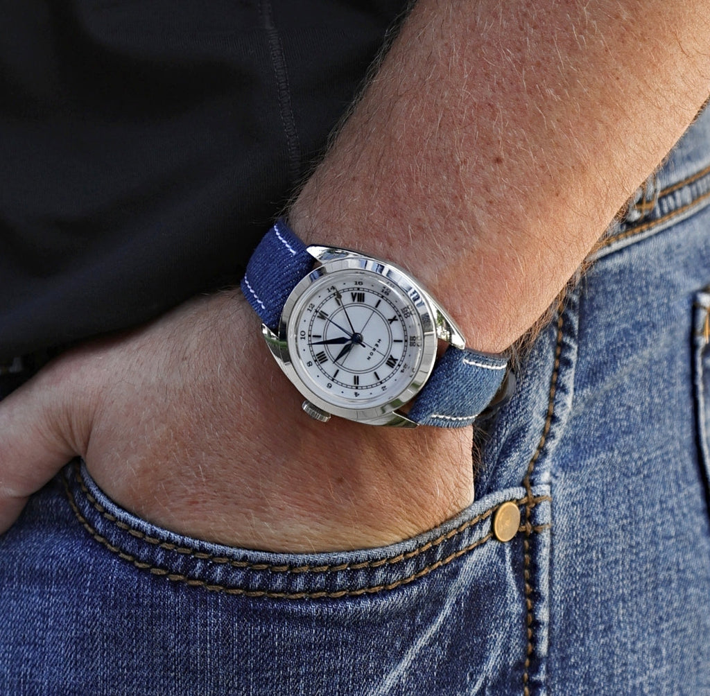 Denim Blue Jean Leather Watch Strap 24mm
