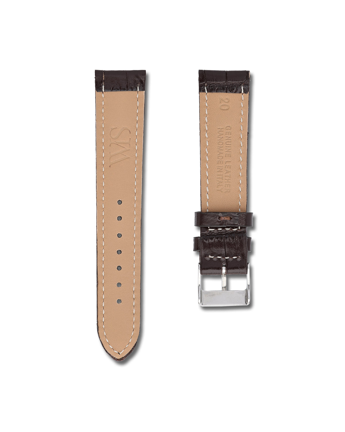 Chocolate Brown Alligator Leather Watch Strap 20mm