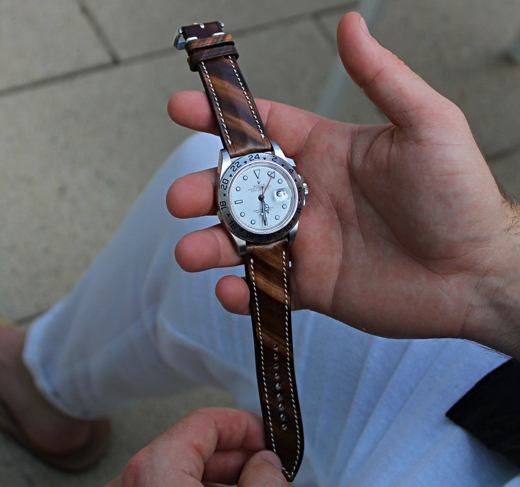 Walnut Brushed Calf Leather Watch Strap 22mm