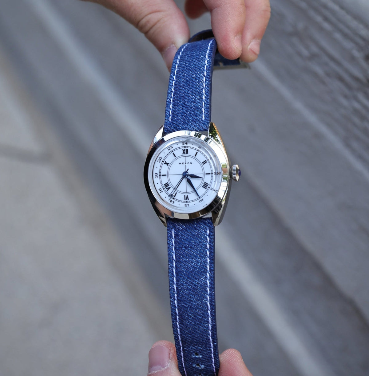 Denim Blue Jean Leather Watch Strap 24mm