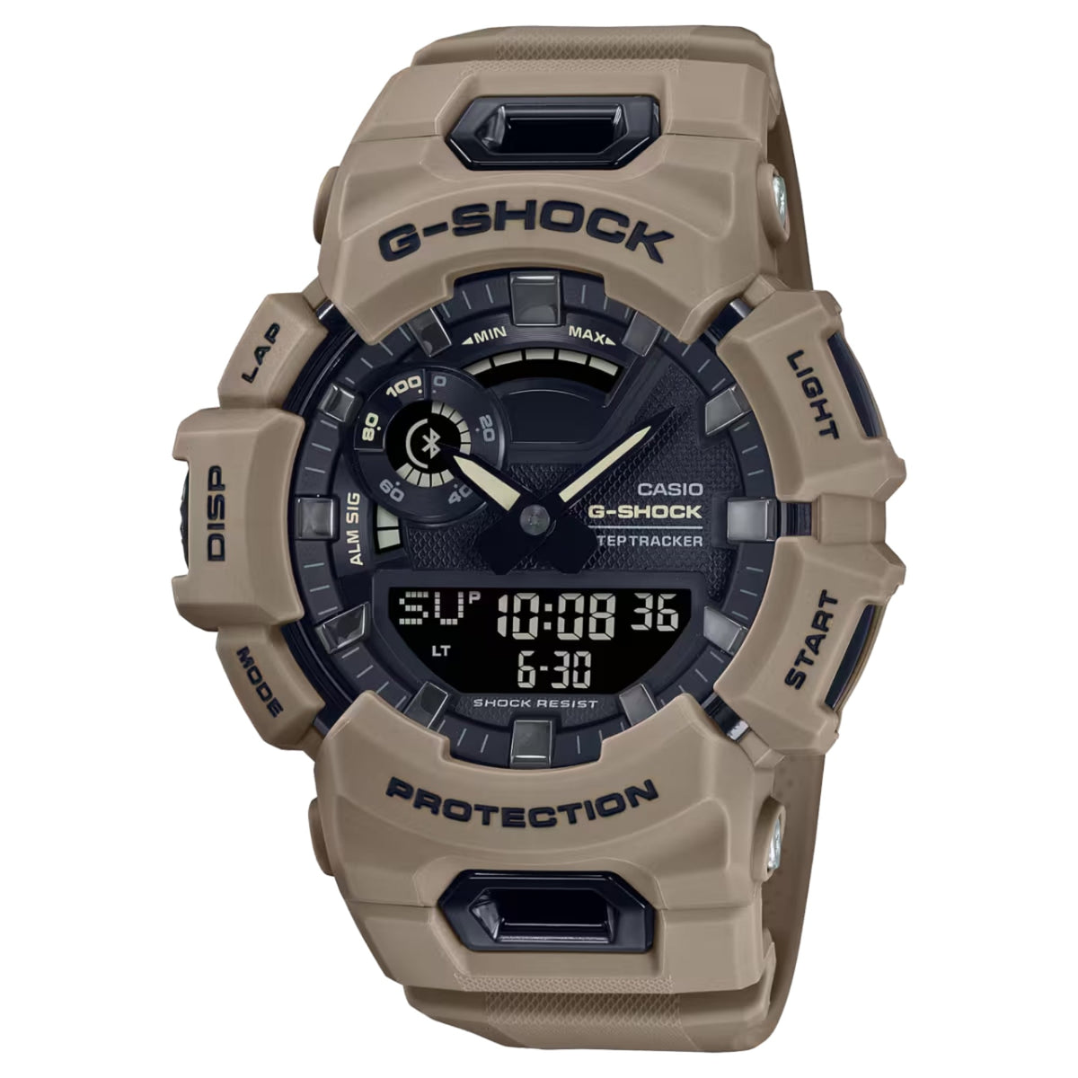 Casio G-SHOCK Men's Black Dial Analog/Digital Watch Beige Resin Strap Bluetooth Fitness Tracker - GBA-900UU-5ADR
