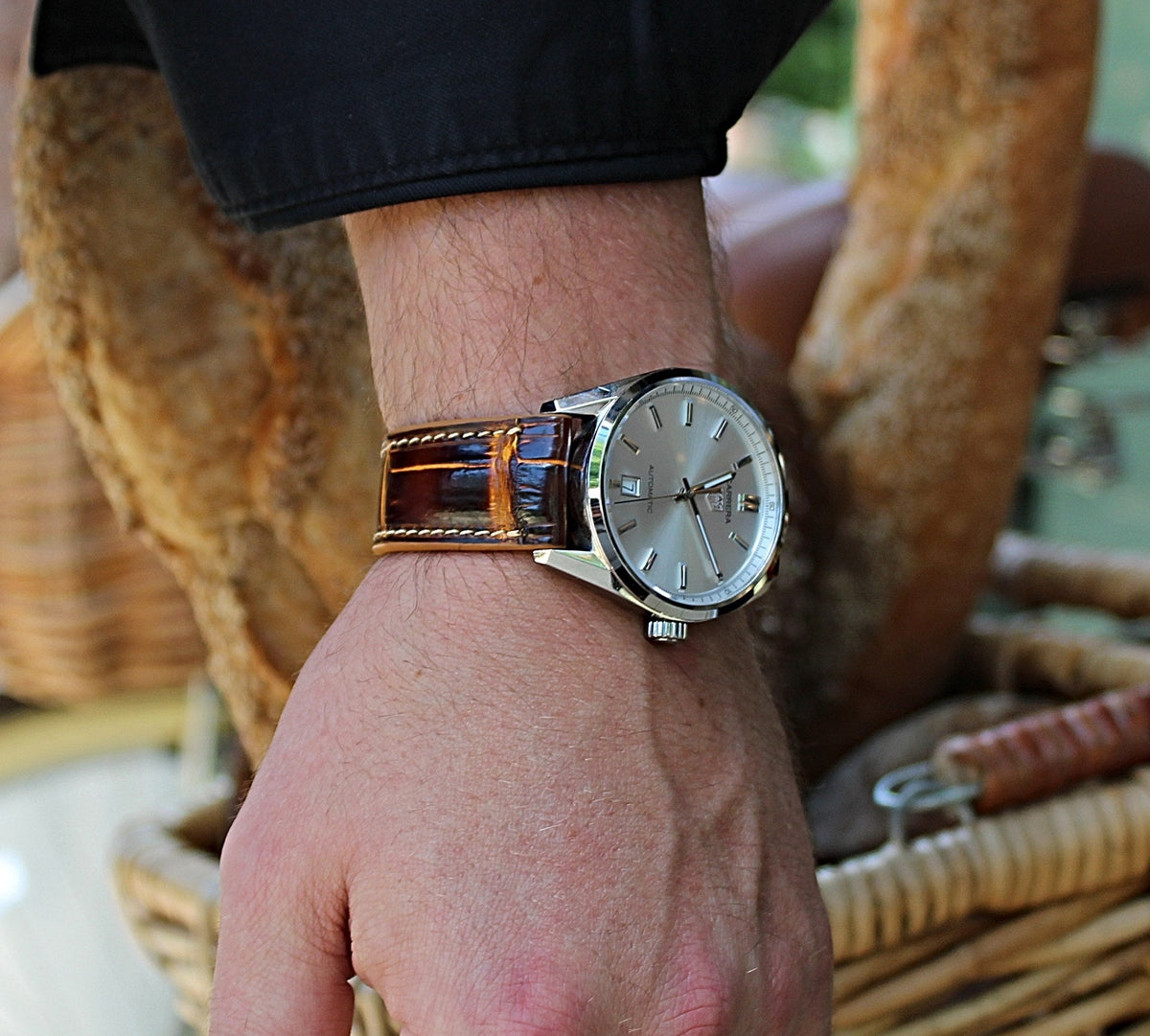 Honey Cognac Alligator Leather Watch Strap 22mm