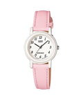 Casio WomenÕs White Dial Pink Leather Strap Watch - LQ-139L-4B1