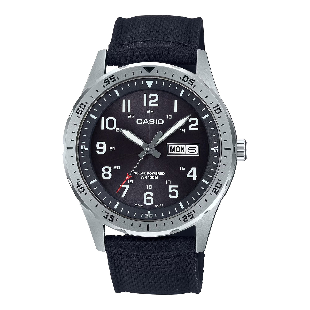 Casio Men’s Black Dial Solar Stainless Steel Fabric Watch - MTP-S120L-1AVCF