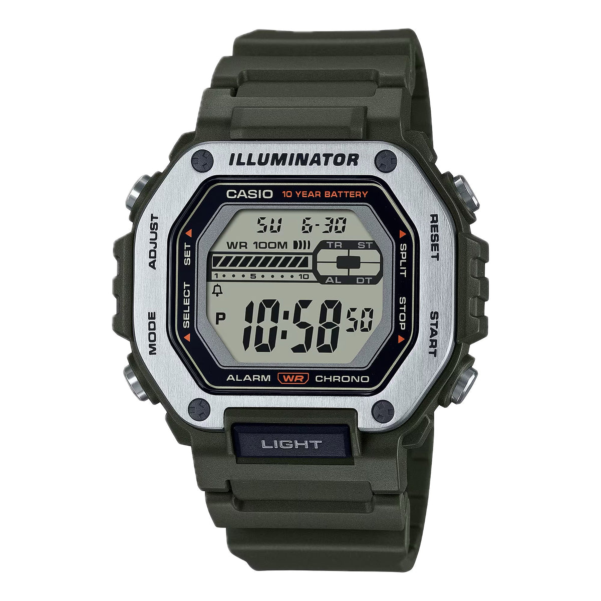 Casio Men's Heavy-Duty Digital Sport Watch with Green Band - MWD-110H-3AV
