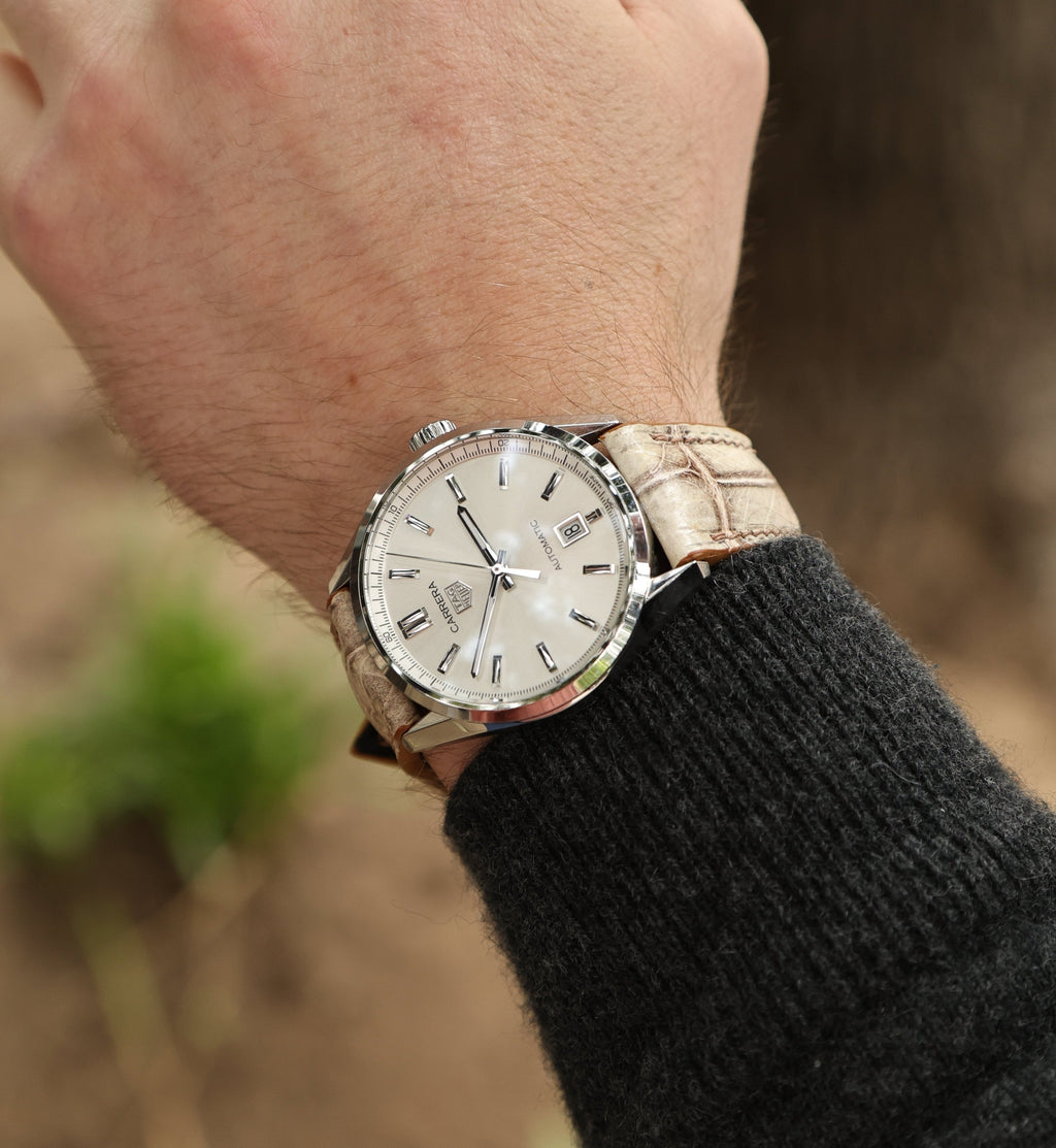 Desert Vein White Alligator Leather Watch Strap 18mm